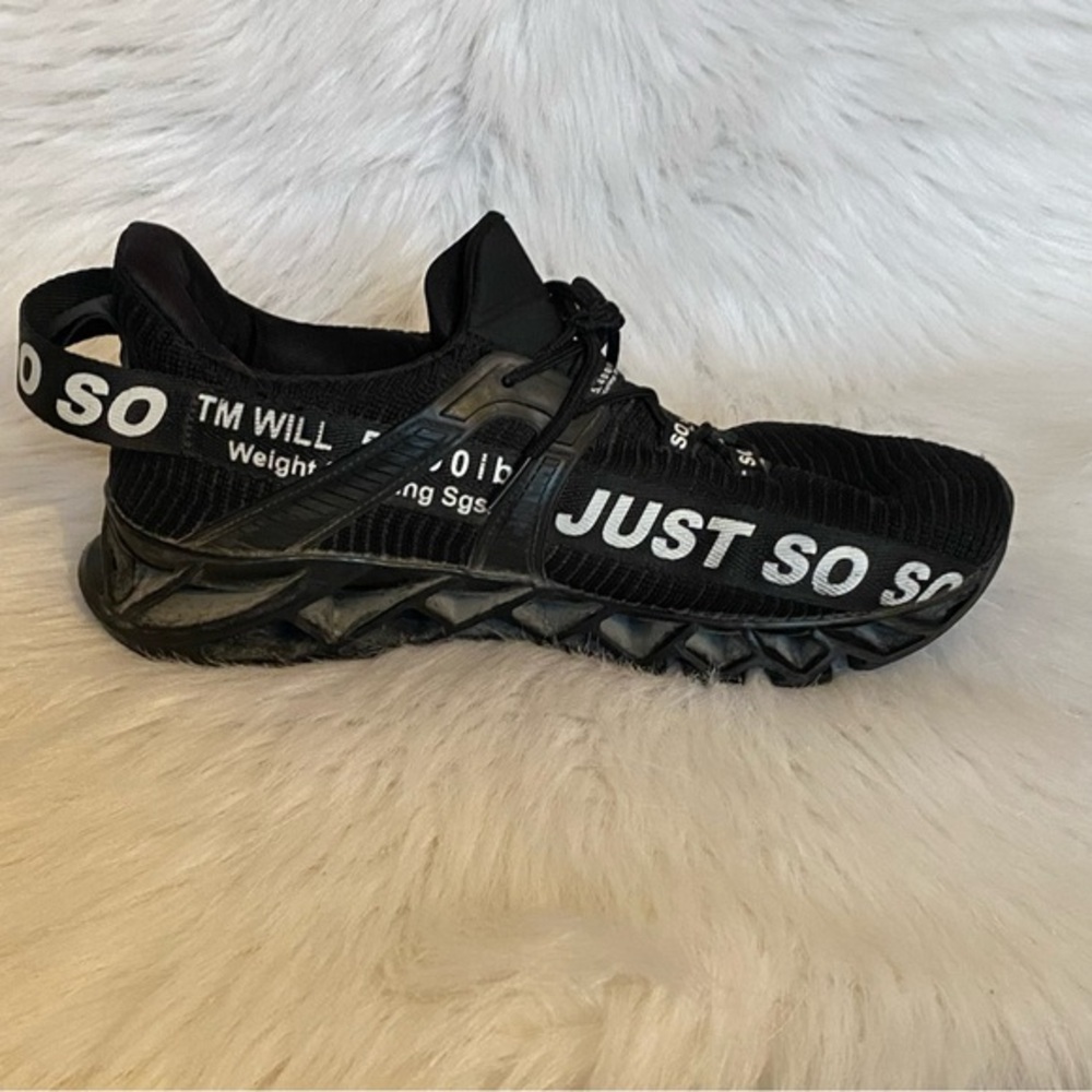 Just So So Breathable Running Gym Walking Shoes Black White Lace Up‎ Mens Size 9